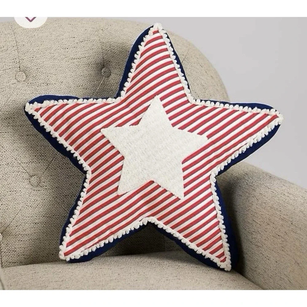 Patriotic Striped Star Pillow